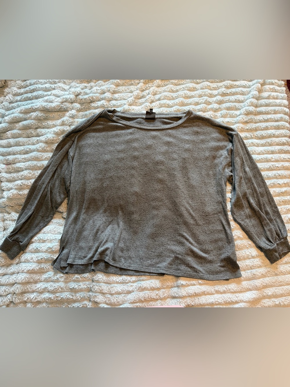 Bobeau Blue Gray Long Sleeve Knit Top 2X | Buttery Soft Relaxed Pullover